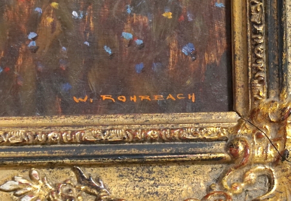Walter Rohrbach Öl auf Holz 40x34 cm, Blumenwiese im Herbst.