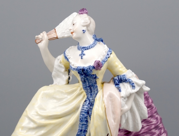 Nymphenburg Figur "Maria Antoinette" Dame mit Fächer, F. A. Bustelli. 19 Jhr.